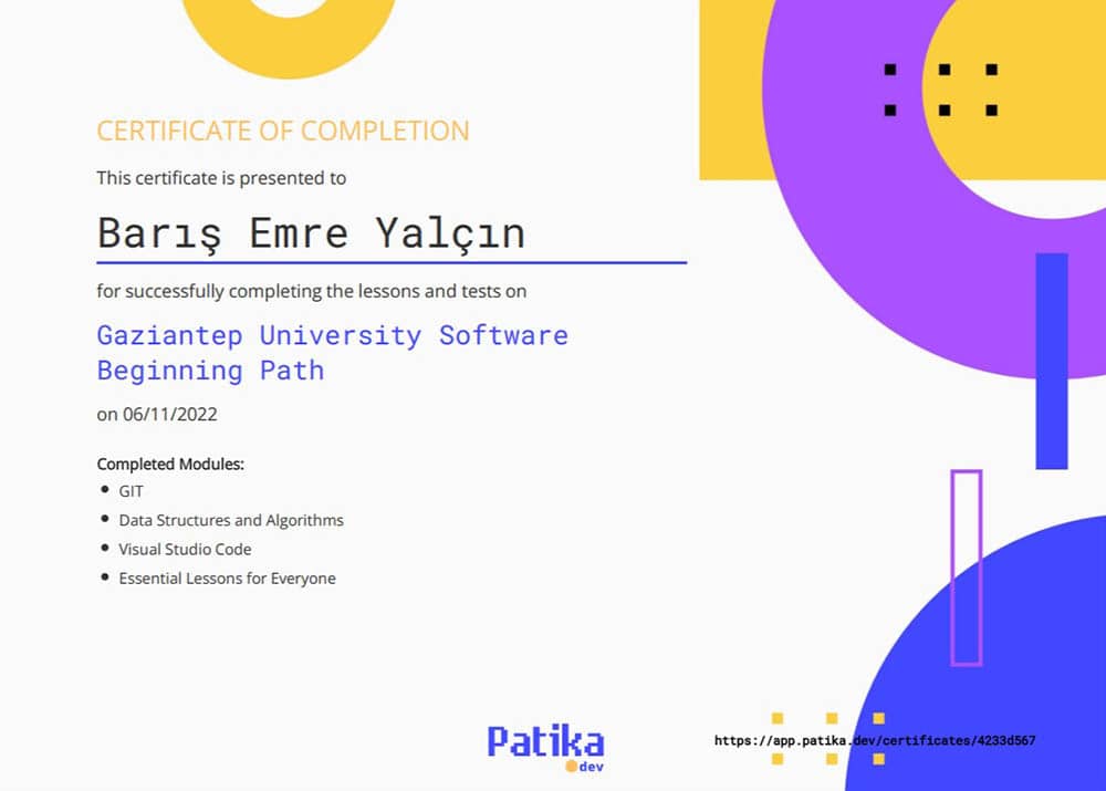 software beginning path certificate